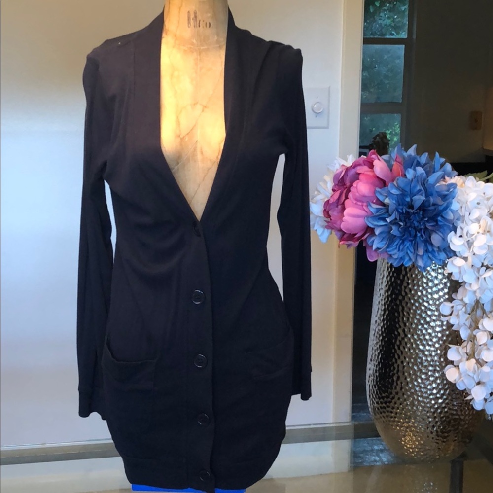 Navy Cardigan with intricate button back
